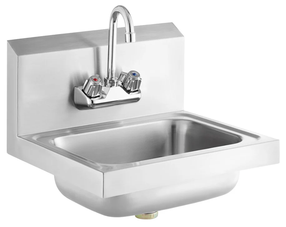 Culitek HS-12 Wall Mount Stainless Steel Hand Sink with Faucet ā 8" x 10" Bowl