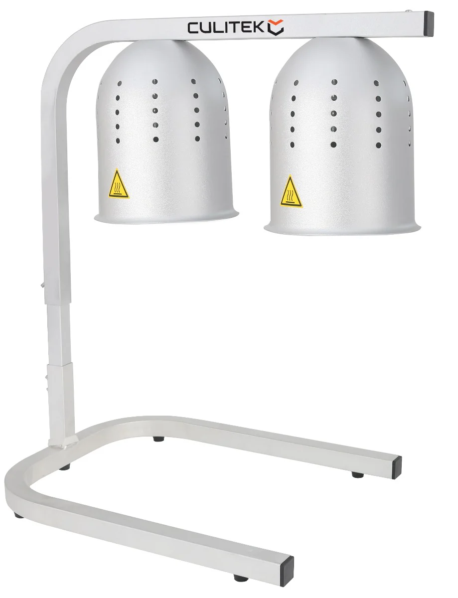 Culitek TEKW2AL-S HD-Series Aluminum Dual Infrared Bulb Heat Lamp with Adjustable Height 19-1/2"L x 14-1/8"W x 30-1/4"H - Silver - 120V