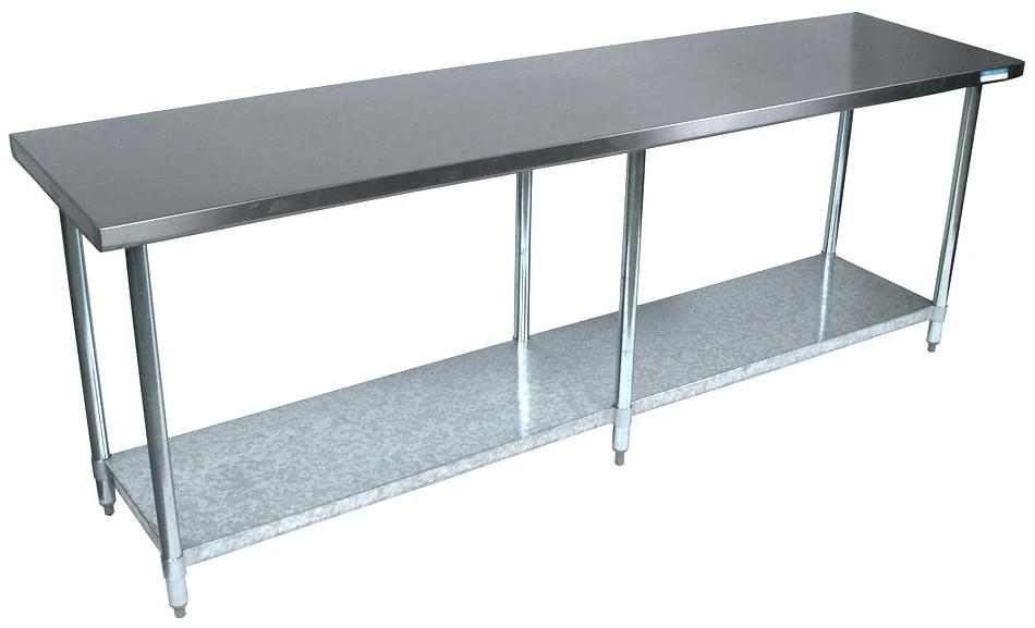 Culitek WT-2496-E Economy 18-Gauge Stainless Steel Work Table with Adjustable Galvanized Undershelf and Legs 96" x 24"