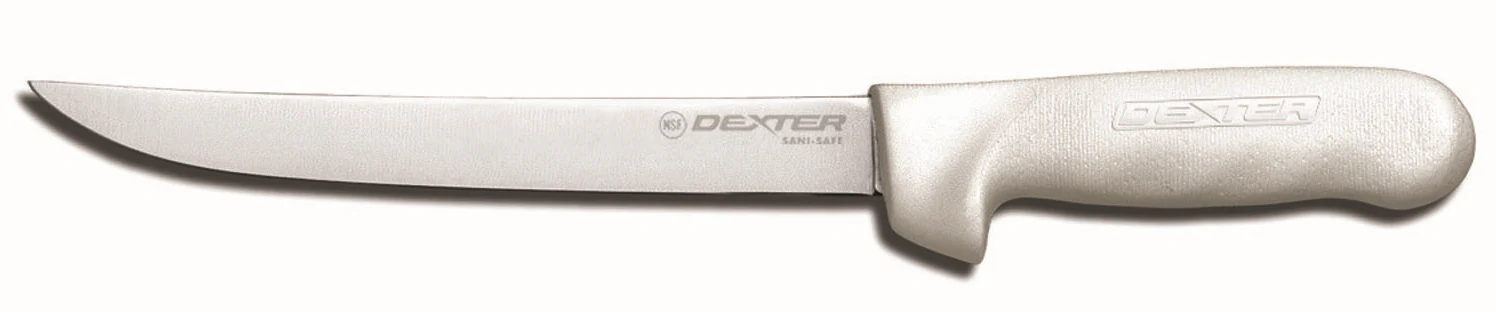 Dexter-Russell 10223 Sani-Safe Wide Fillet Knife with 8" High-Carbon Steel Blade and White Poly Handle
