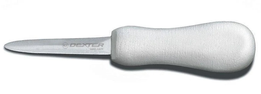 Dexter-Russell 10493 Sani-Safe Boston Pattern Oyster Knife with 3" High-Carbon Steel Blade and White Poly Handle