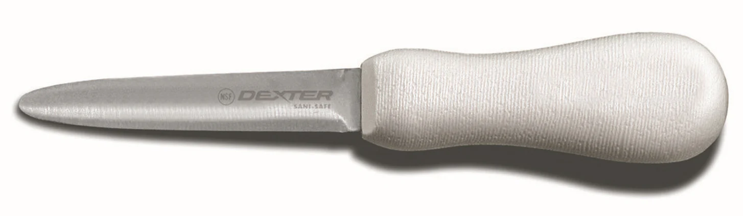 Dexter-Russell 10503 Sani-Safe Galveston Pattern Oyster Knife with 4" High-Carbon Steel Blade and White Poly Handle