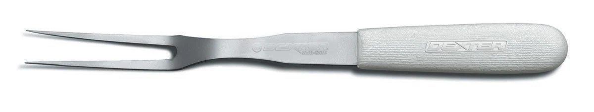 Dexter-Russell 14443 Sani-Safe Cook's Fork with 8" Stainless Steel Blade and White Poly Handle 13" OAL