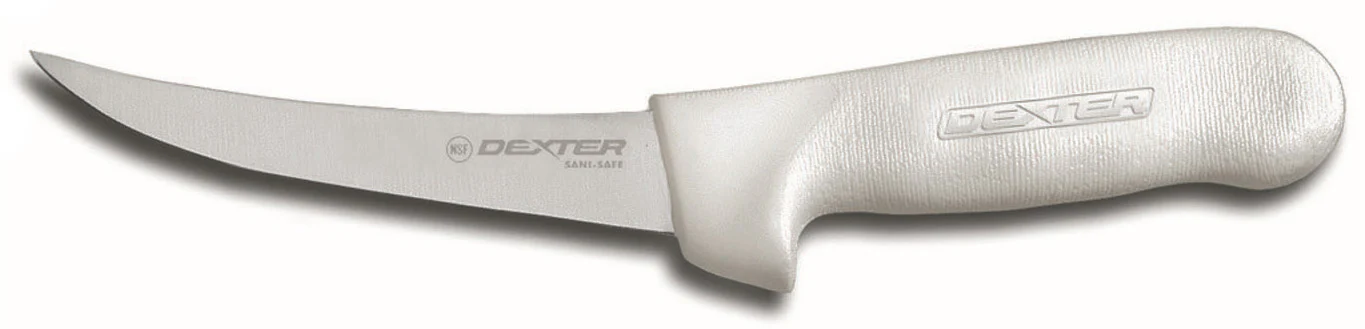 Dexter-Russell 1473 Sani-Safe Flexible Curved Boning Knife with 5" High-Carbon Steel Blade and White Poly Handle