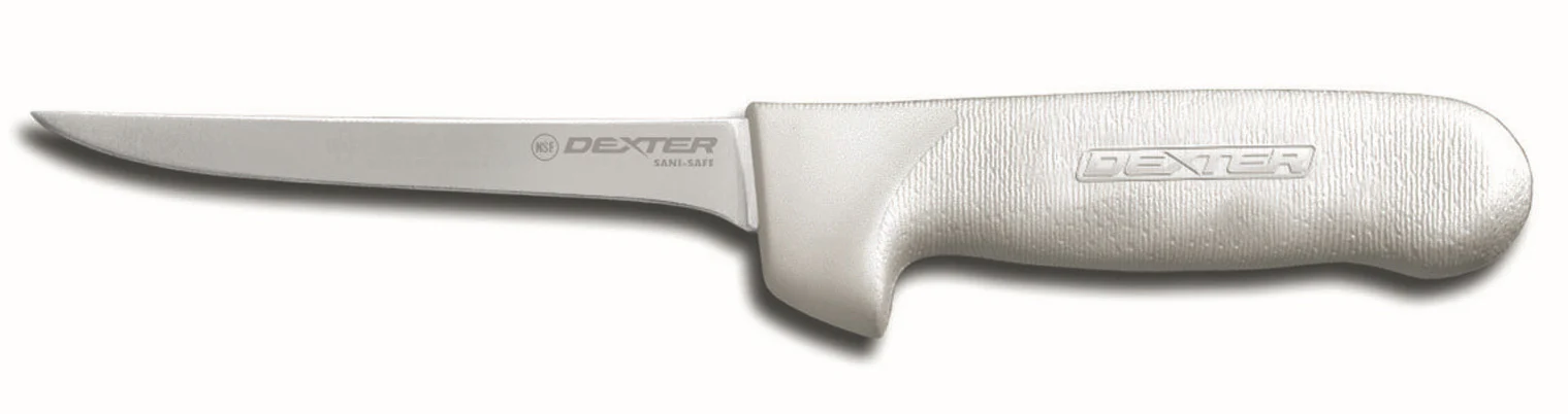 Dexter-Russell 1513 Sani-Safe Narrow Flexible Boning Knife with 5" High-Carbon Steel Blade and White Poly Handle