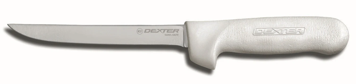 Dexter-Russell 1563 Sani-Safe Narrow Boning Knife with 6" High-Carbon Steel Blade and White Poly Handle