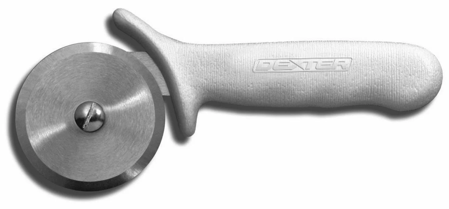 Dexter-Russell 18043 Sani-Safe Pizza Cutter with 2-3/4" Dia. High-Carbon Steel Wheel Blade and White Poly Handle