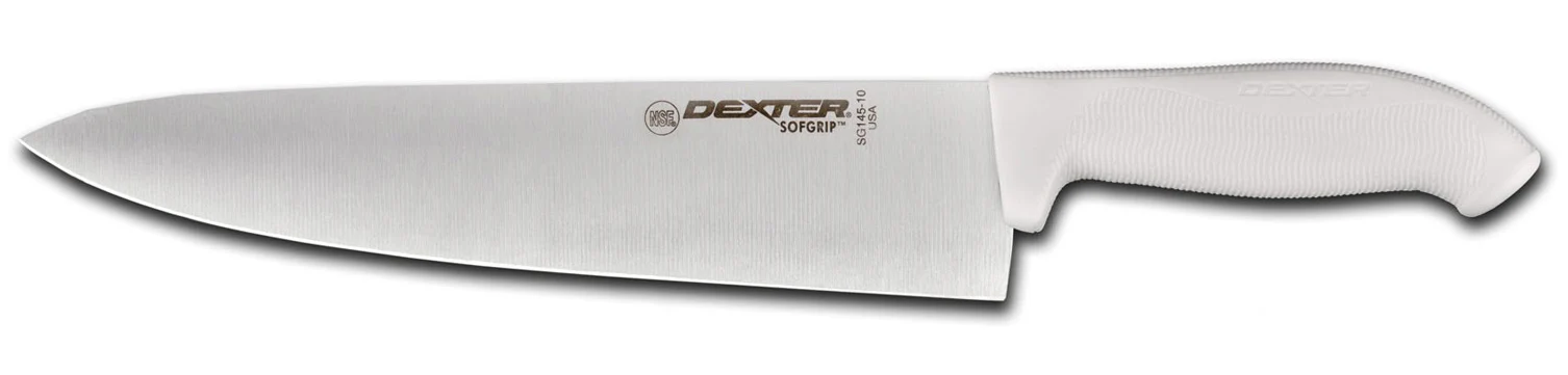 Dexter-Russell 24163 SofGrip Chef's / Cook's Knife with 10" High-Carbon Steel Blade and White Rubber Handle