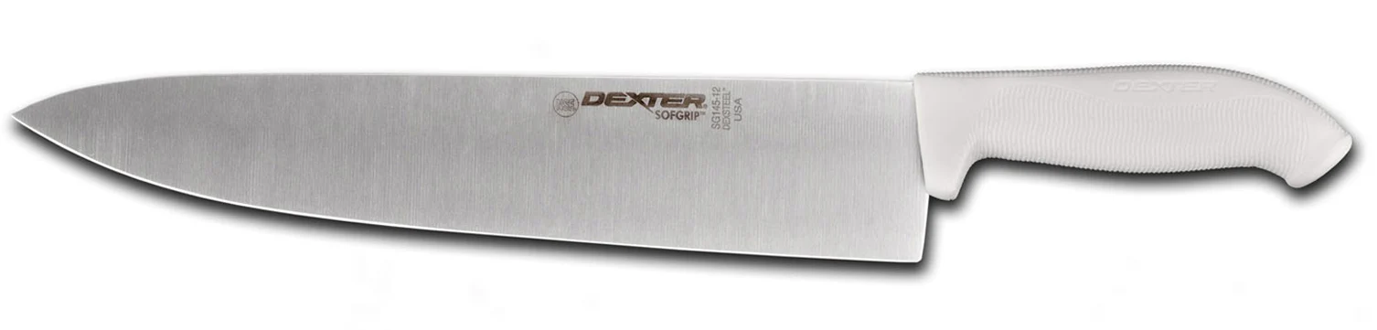 Dexter-Russell 24173 SofGrip Chef's / Cook's Knife with 12" High-Carbon Steel Blade and White Rubber Handle