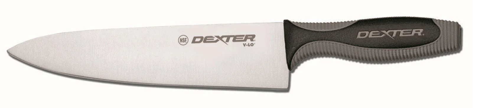Dexter-Russell 29243 V-Lo Chef's / Cook's Knife with 8" High-Carbon Steel Blade and Black/Gray Composite Soft-Touch Handle