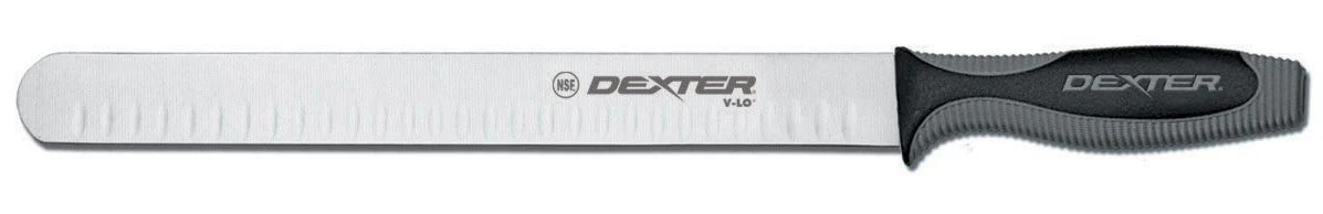 Dexter-Russell 29343 V-Lo Duo-Edge Roast Slicer with 12" High-Carbon Steel Blade and Black/Gray Composite Soft-Touch Handle