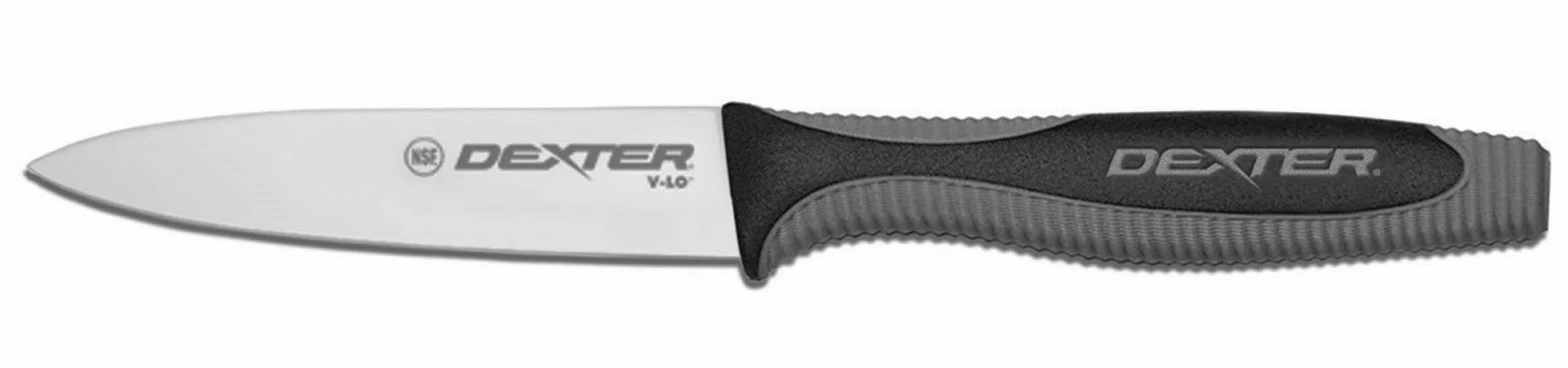 Dexter-Russell 29473 V-L0 Paring Knife with 3-1/2" High-Carbon Steel Blade and Black/Gray Composite Soft-Touch Handle