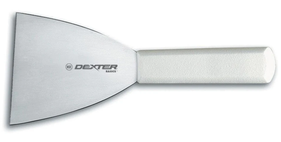 Dexter-Russell 31640 Basics Stiff Griddle Scraper with 4" Stainless Steel Blade and White Poly Handle