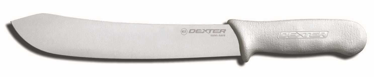 Dexter-Russell 4103 Sani-Safe Butcher Knife with 10" High-Carbon Steel Blade and White Poly Handle