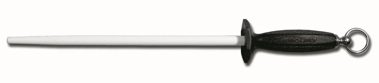 Dexter-Russell 7010 Traditional Ceramic Knife Sharpener with Black Poly Handle & Swivel Ring 8"