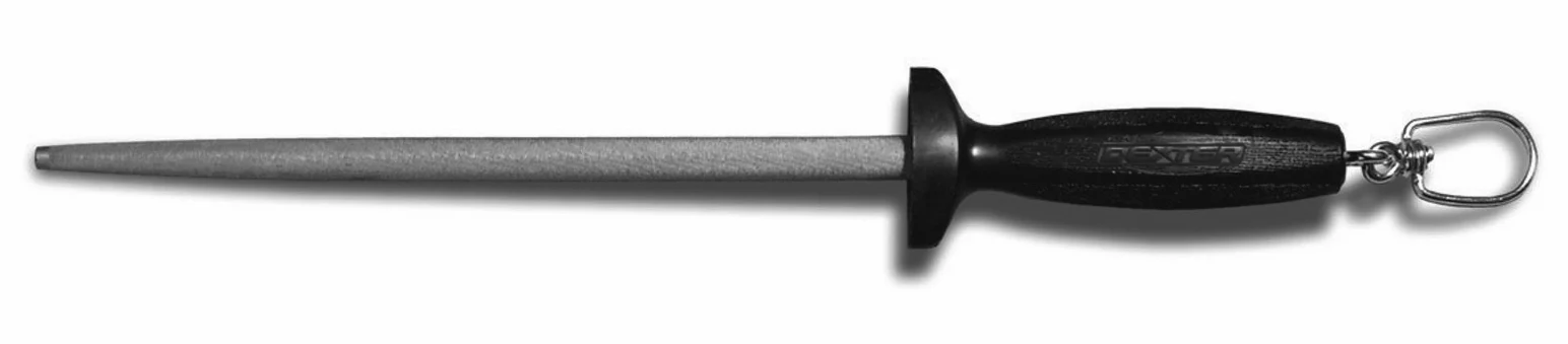 Dexter-Russell 7333 Traditional Knife Sharpening Steel with Black Poly Handle & Swivel Ring 10"