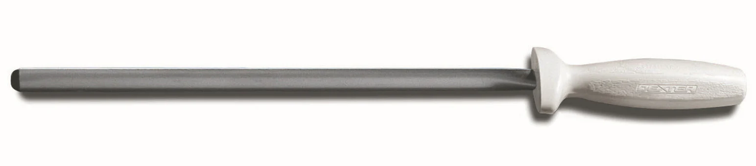 Dexter-Russell 7633 Sani-Safe Diamond Knife Sharpening Steel with White Poly Handle 12"