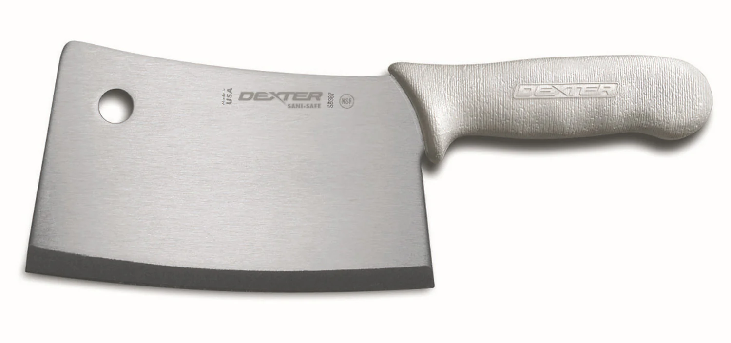 Dexter-Russell 8253 Sani-Safe Cleaver with 7" High-Carbon Steel Blade and White Poly Handle