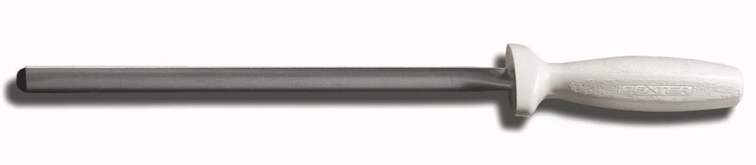 Dexter-Russell 7613 Sani-Safe Diamond Knife Sharpening Steel with White Poly Handle 10"