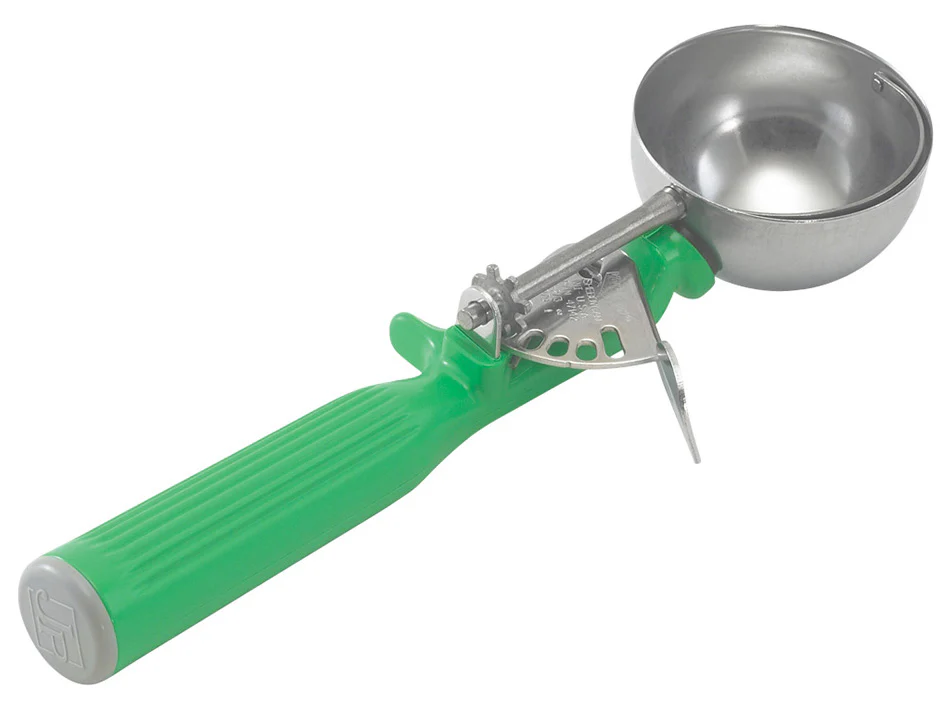 Vollrath 47142 Jacob's Pride Thumb Press Disher with One-Piece Green Handle 2-2/3 oz. - Size 12