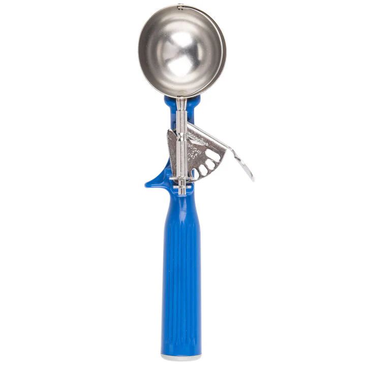 Vollrath 47143 Jacob's Pride Thumb Press Disher with One-Piece Dark Blue Handle 2 oz. - Size 16 - Image 7