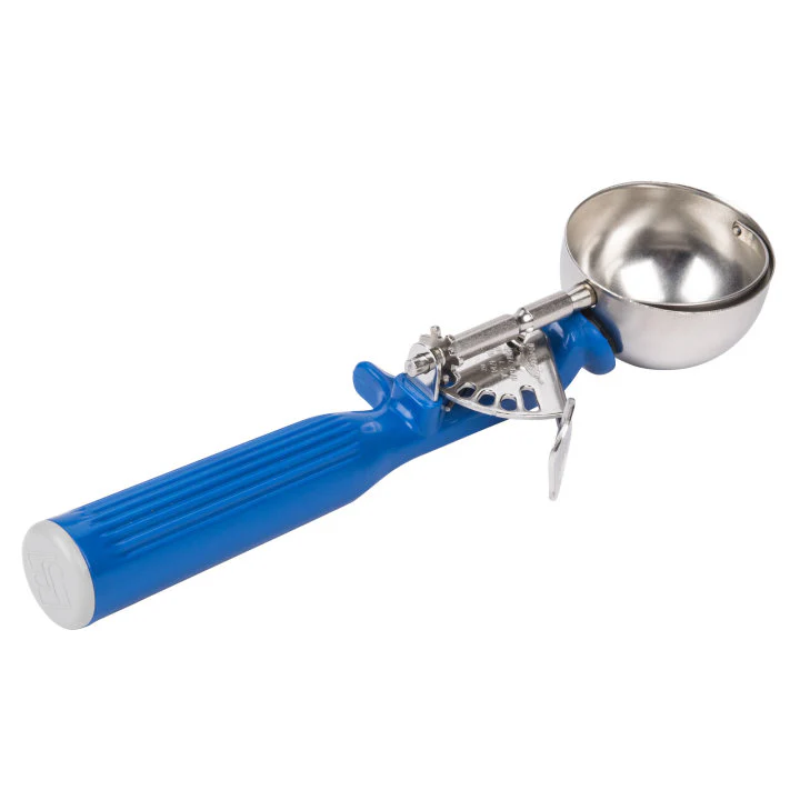 Vollrath 47143 Jacob's Pride Thumb Press Disher with One-Piece Dark Blue Handle 2 oz. - Size 16 - Image 9