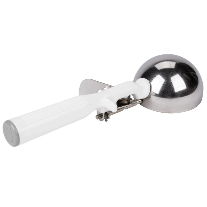 Vollrath 47139 Jacob's Pride Thumb Press Disher with One-Piece White Handle 5-1/3 oz. - Size 6 - Image 5