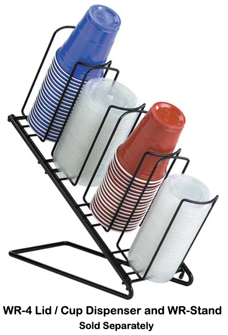 Dispense-Rite WR-4 Countertop 4-Section Wire Rack Lid / Cup Organizer / Dispenser - Black - Image 2