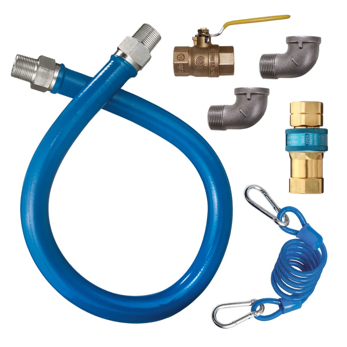 Dormont 16125KIT48 Blue Hose Moveable 48" Gas Connector Kit with 1-1/4" Male/Male Couplings - Image 3
