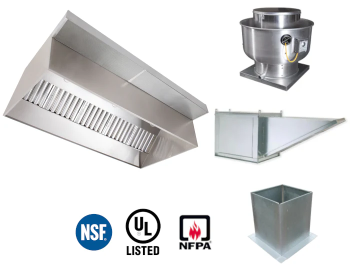 EconAir ECONVH14-PFF KIT 14' Canopy Vent Hood with Plenum, Exhaust Fan, and Make-up Air Fan