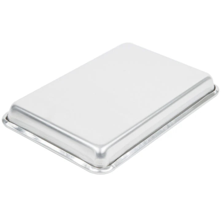 Vollrath 5228 Wear-Ever Eighth Size 16 Gauge 6 1/2" x 9 1/2" Curled Rim, No Wire Aluminum Bun / Sheet Pan - Image 4