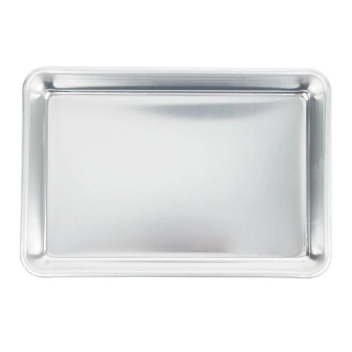 Vollrath 5228 Wear-Ever Eighth Size 16 Gauge 6 1/2" x 9 1/2" Curled Rim, No Wire Aluminum Bun / Sheet Pan - Image 5