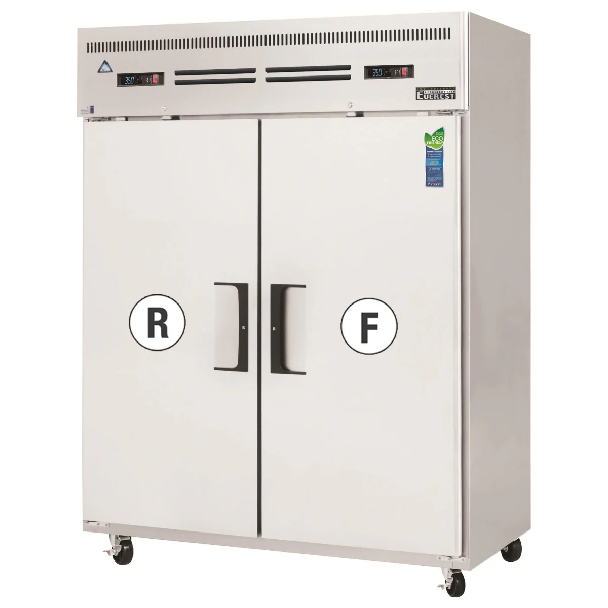 Everest Refrigeration ESWRF2 2-Section 2 Solid Wide Door Reach-In Dual Temp Refrigerator/Freezer Combo 59" -115V