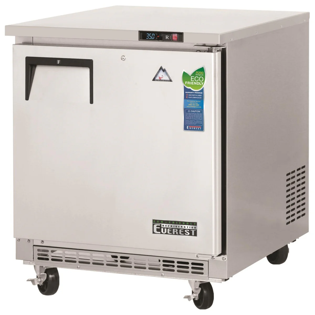 Everest Refrigeration ETBR1 1-Section 1 Solid Door Back Mount Undercounter Refrigerator 28" - 115V