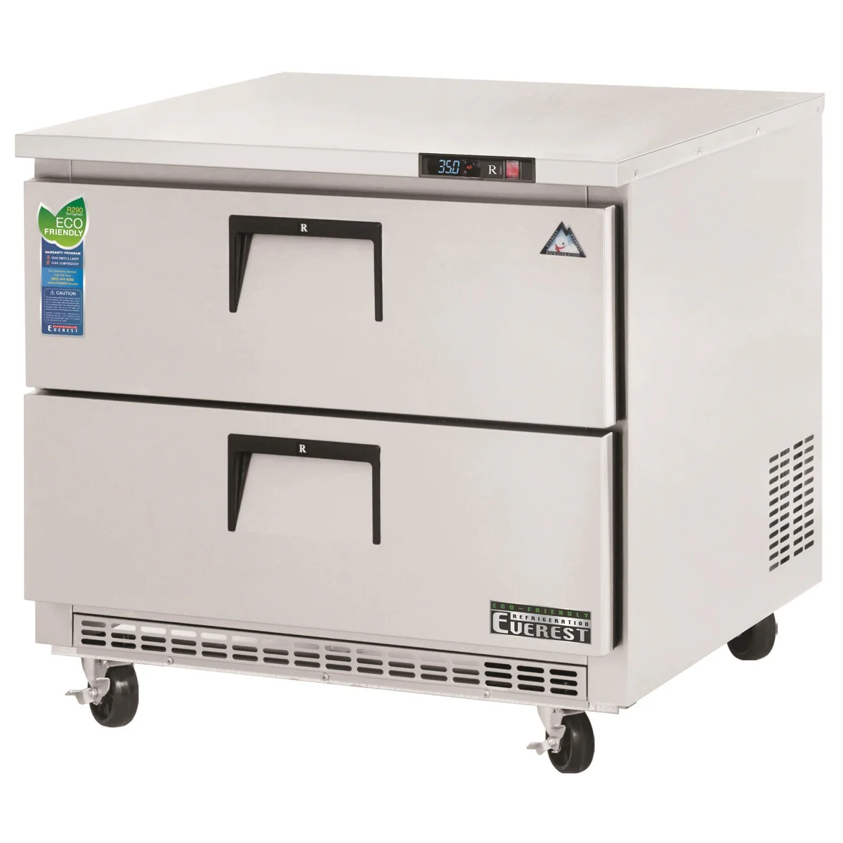 Everest Refrigeration ETBSR2-D2 1-Section 2 Drawer Back Mounted Undercounter Refrigerator 36" - 115v