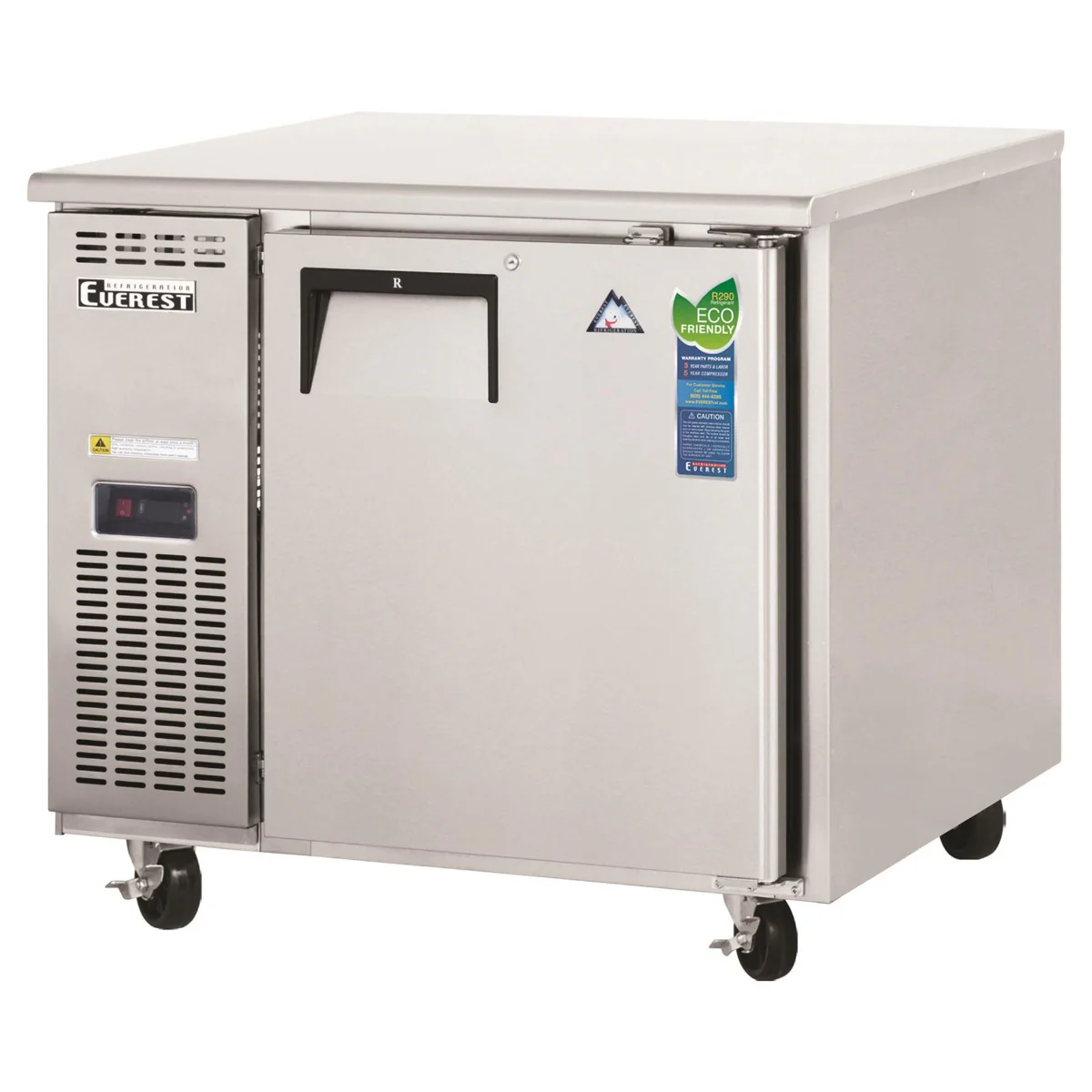 Everest Refrigeration ETF1 1-Section 1 Solid Door Side Mount Undercounter Freezer 36" - 115V