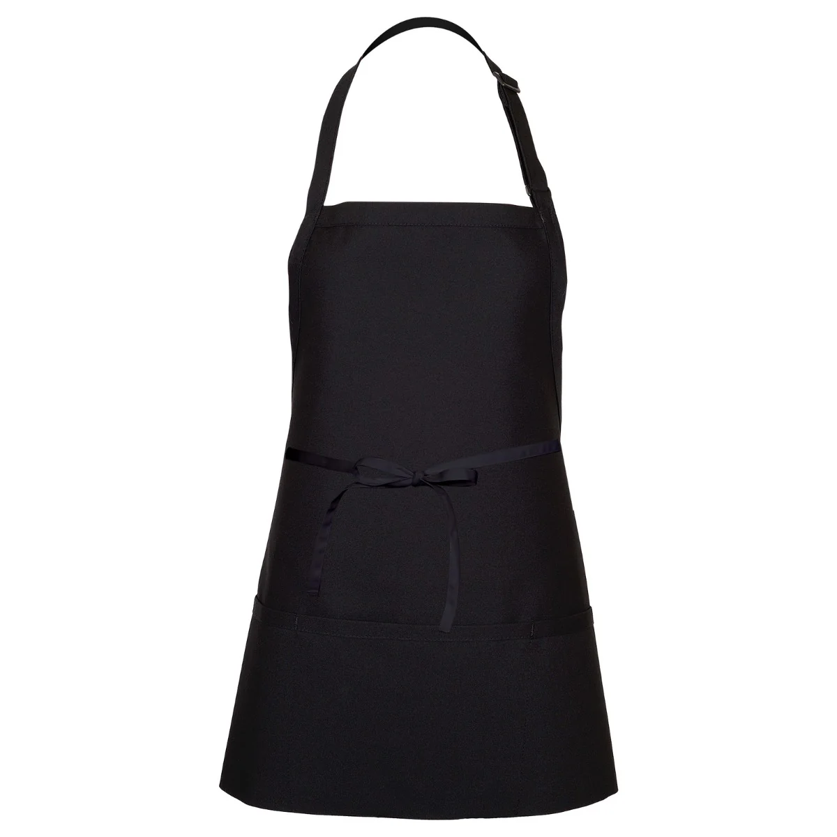 Fame Fabrics F10-18141 Bib Apron with 3 Divisional Pockets 28" x 24" - Black