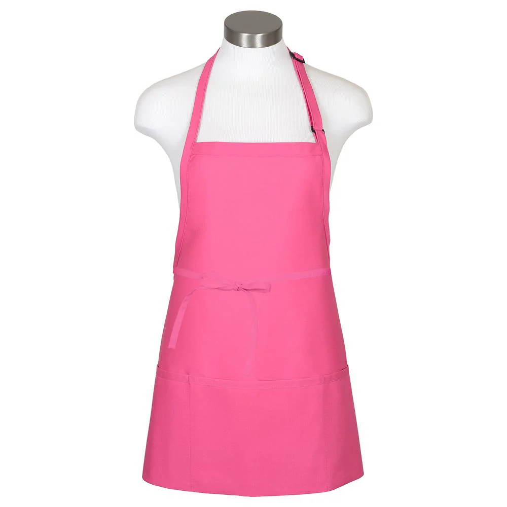 Fame Fabrics F10-82316 Bib Apron with 3 Divisional Pockets 28"W x 24"L - Raspberry