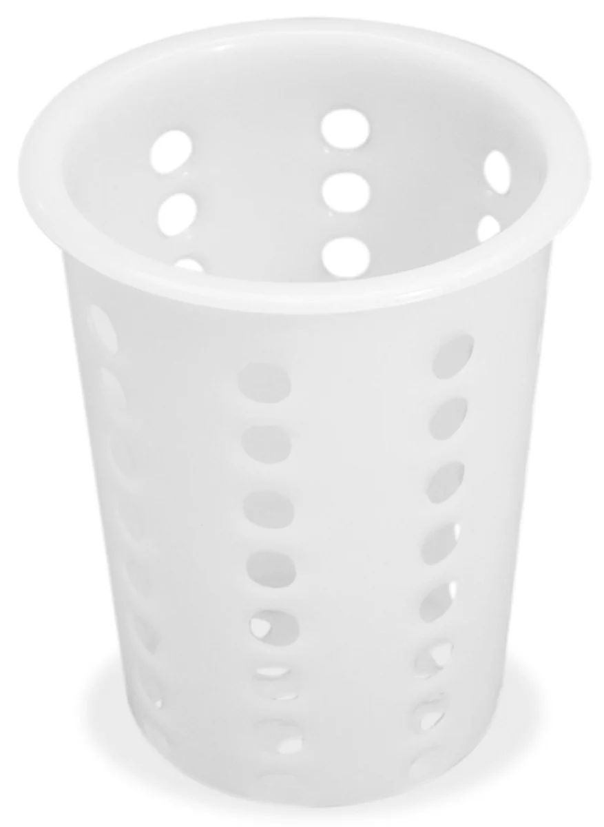 Browne 5735 Perforated Plastic Flatware Cylinder 4-1/4" dia. x 5-1/4"H - White - Image 2