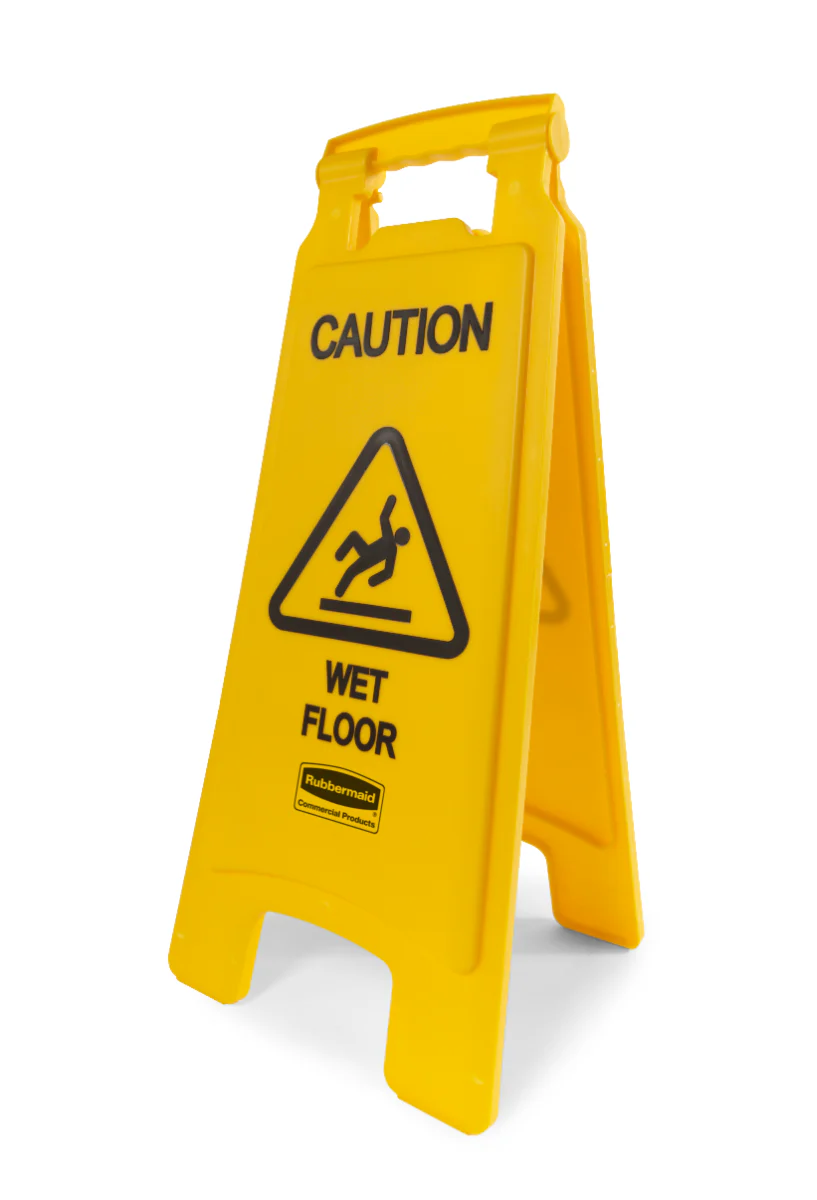 Rubbermaid FG611277YEL 2-Sided "Caution Wet Floor" Floor Safety Sign 26" - Yellow