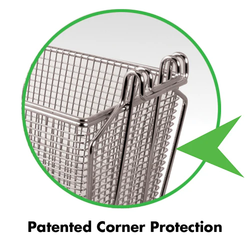 FMP 225-1070 Twin / Half Size Fryer Basket with Double Front Hookand  E-Z Grip Vinyl-Coated Handle - 13-1/4" x 6-1/2" x 6" H - Image 2