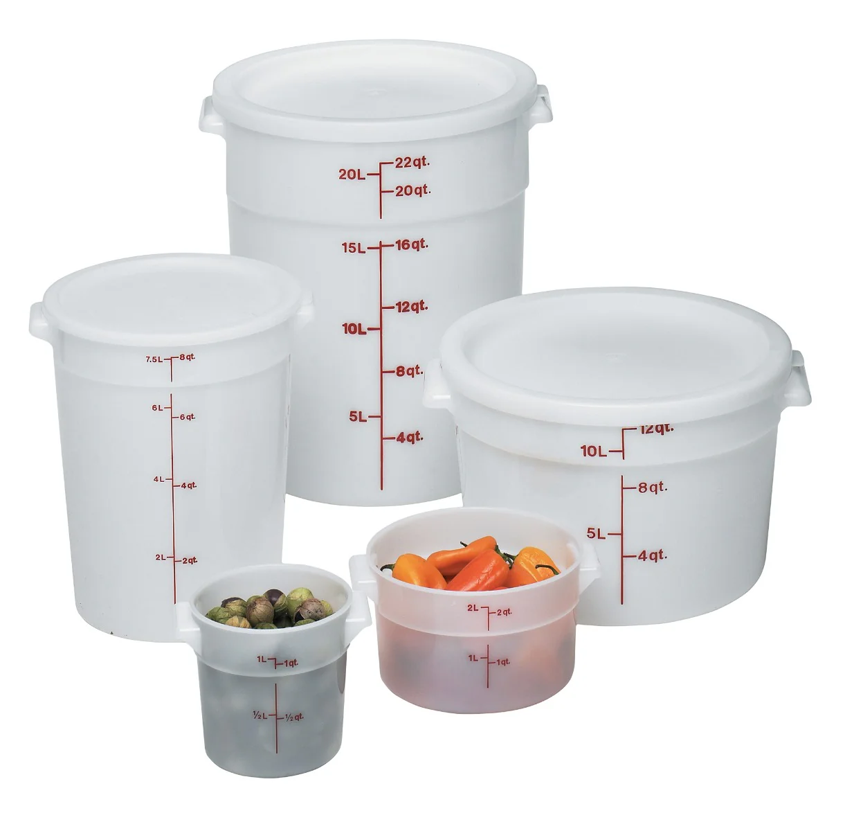 Cambro RFS2148 Food Storage Container, Round, Polyethylene 2 qt.