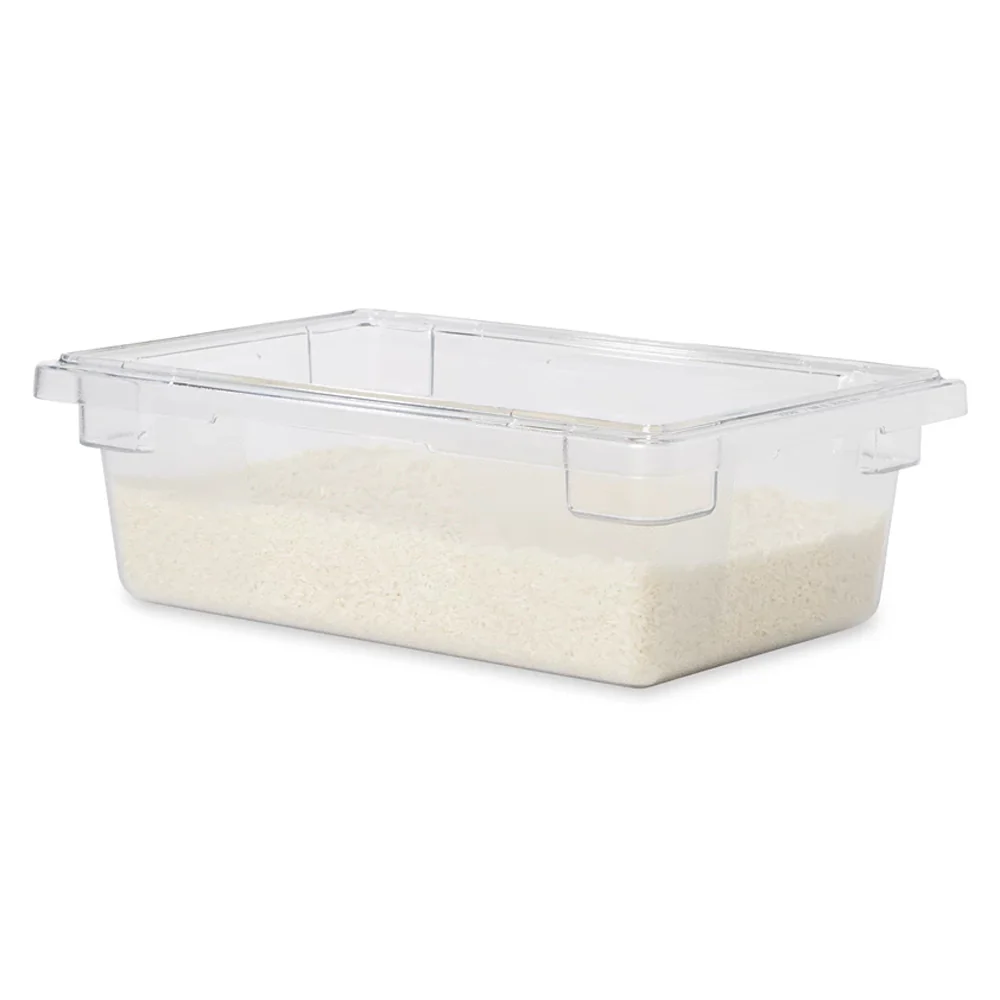 Rubbermaid FG330900CLR Polycarbonate Food / Tote Box 18" x 12" x 6"D - 3-1/2 Gal. - Clear - Image 4