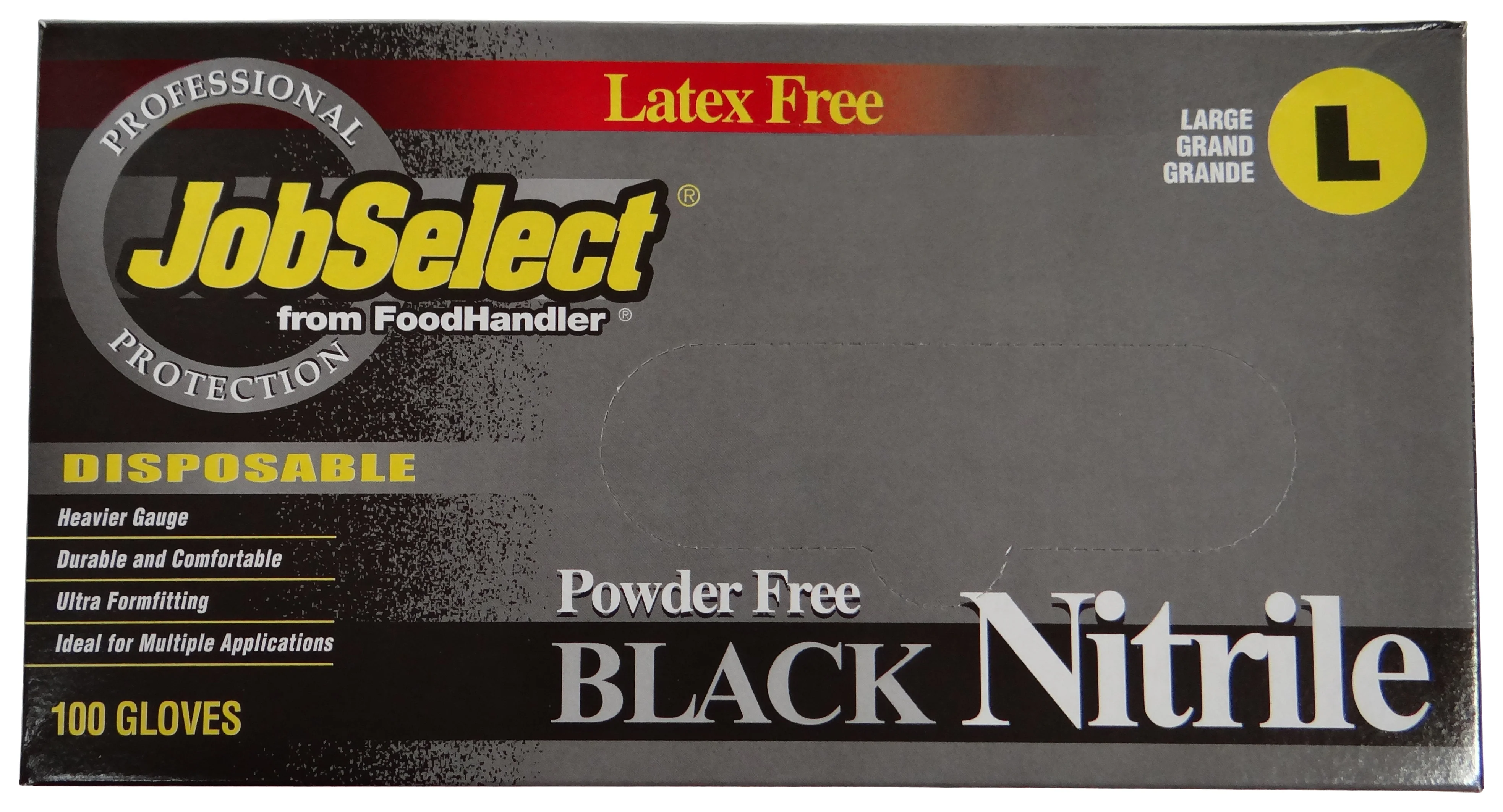 FoodHandler 103-216-BLK JobSelect Disposable 4 Mil Guage Powder-Free Black Nitrile Gloves - Large - Image 4