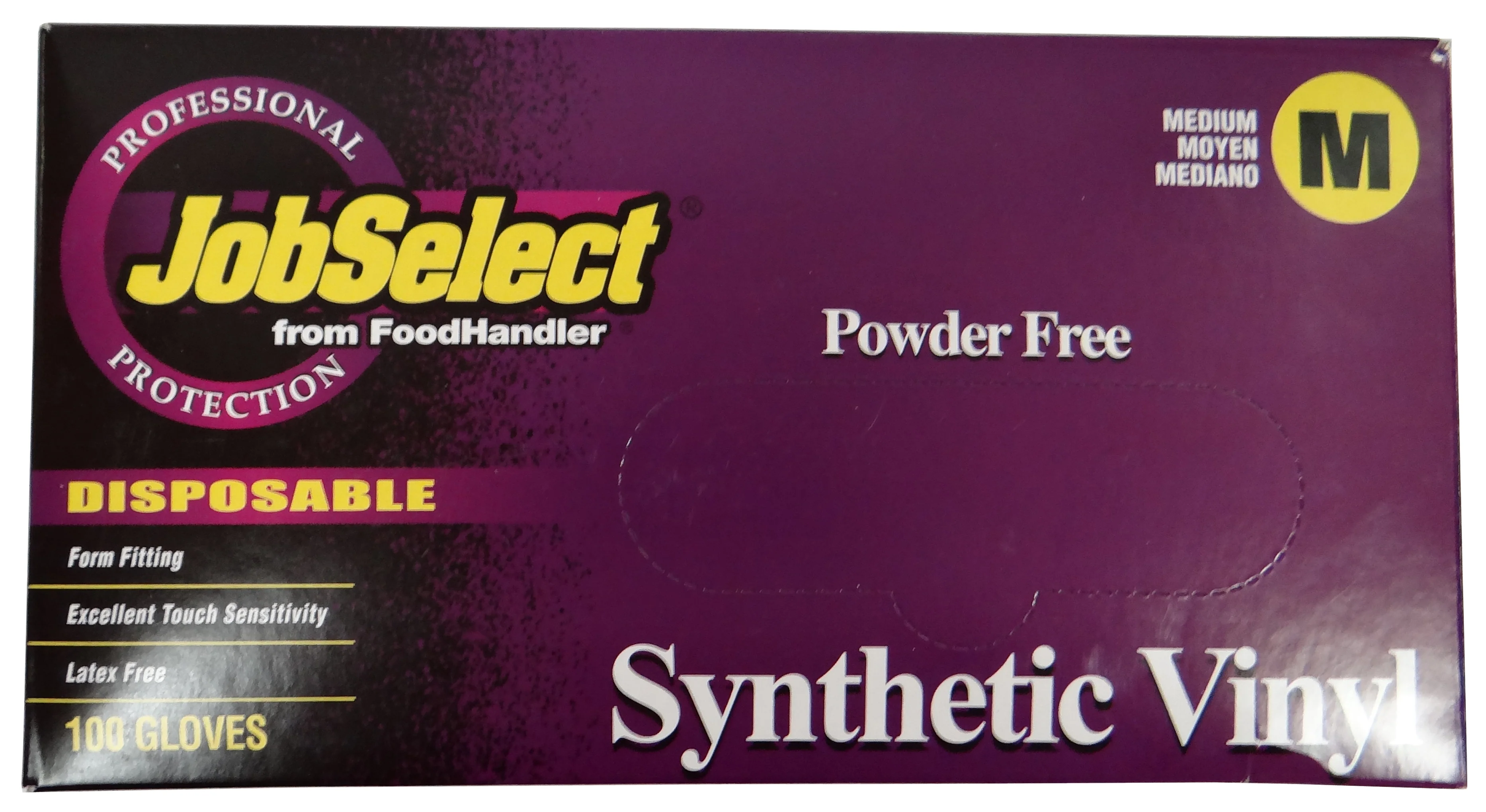 FoodHandler 103-414 JobSelect Disposable Powder-Free Synthetic Vinyl Gloves - Medium - Image 2