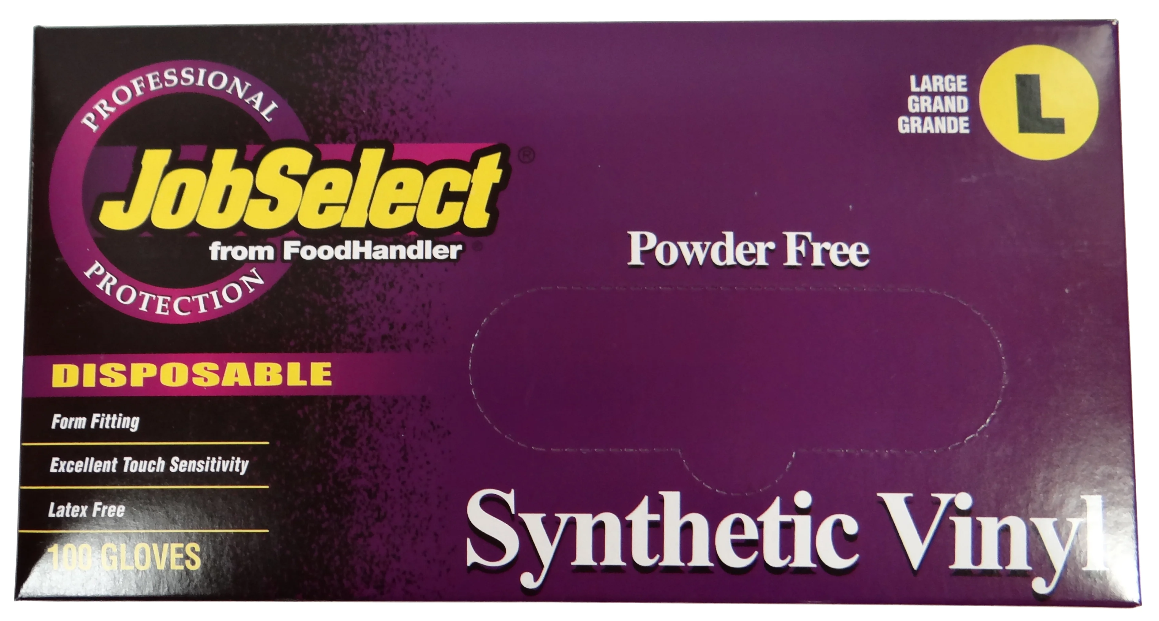 FoodHandler 103-416 JobSelect Disposable Powder-Free Synthetic Vinyl Gloves - Large - Image 2