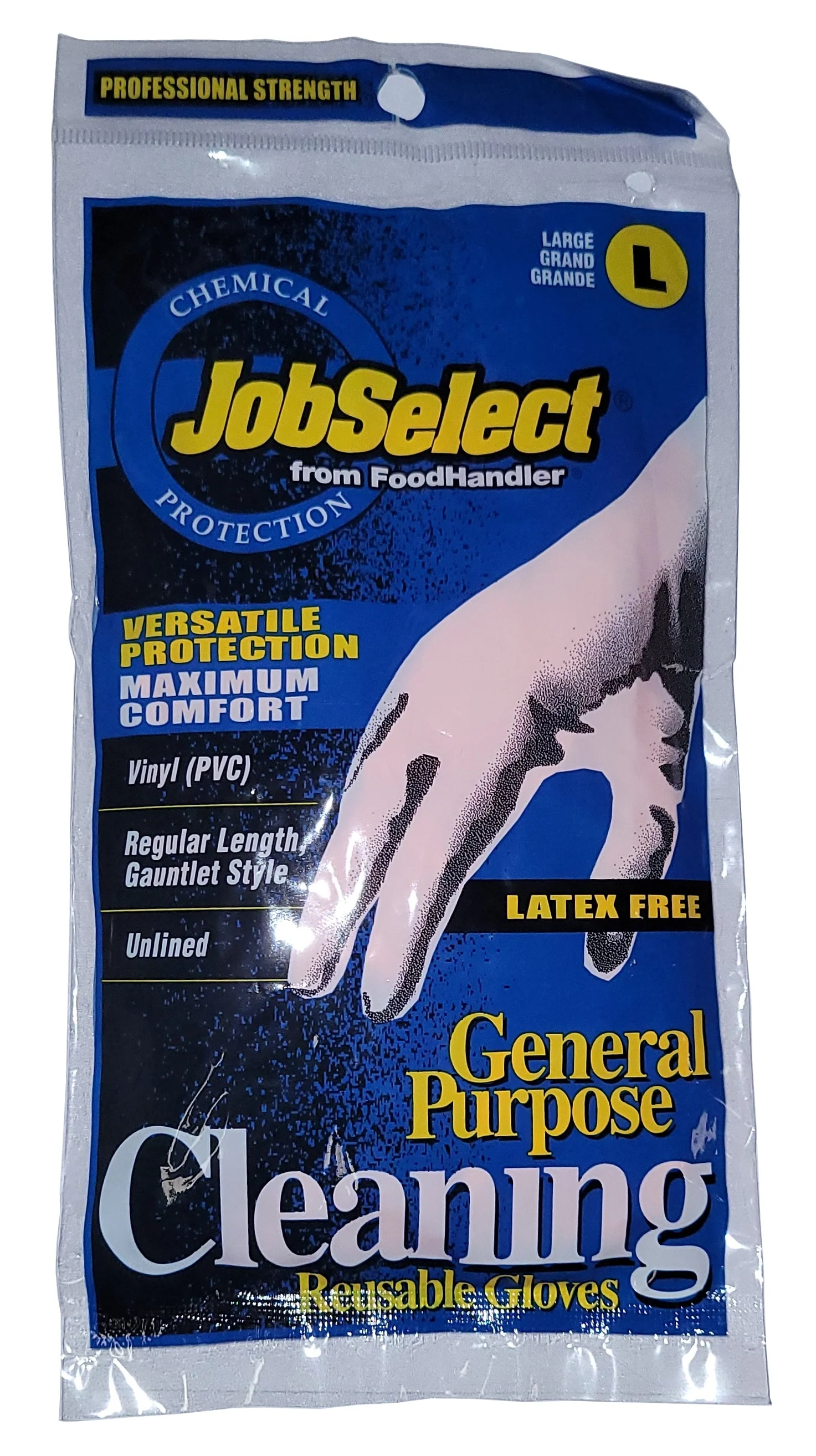 FoodHandler 1035-03-CP JobSelect General Purpose Latex-Free Orange Unlined Vinyl Cleaning Gloves - Large - 1/Pair - Image 2