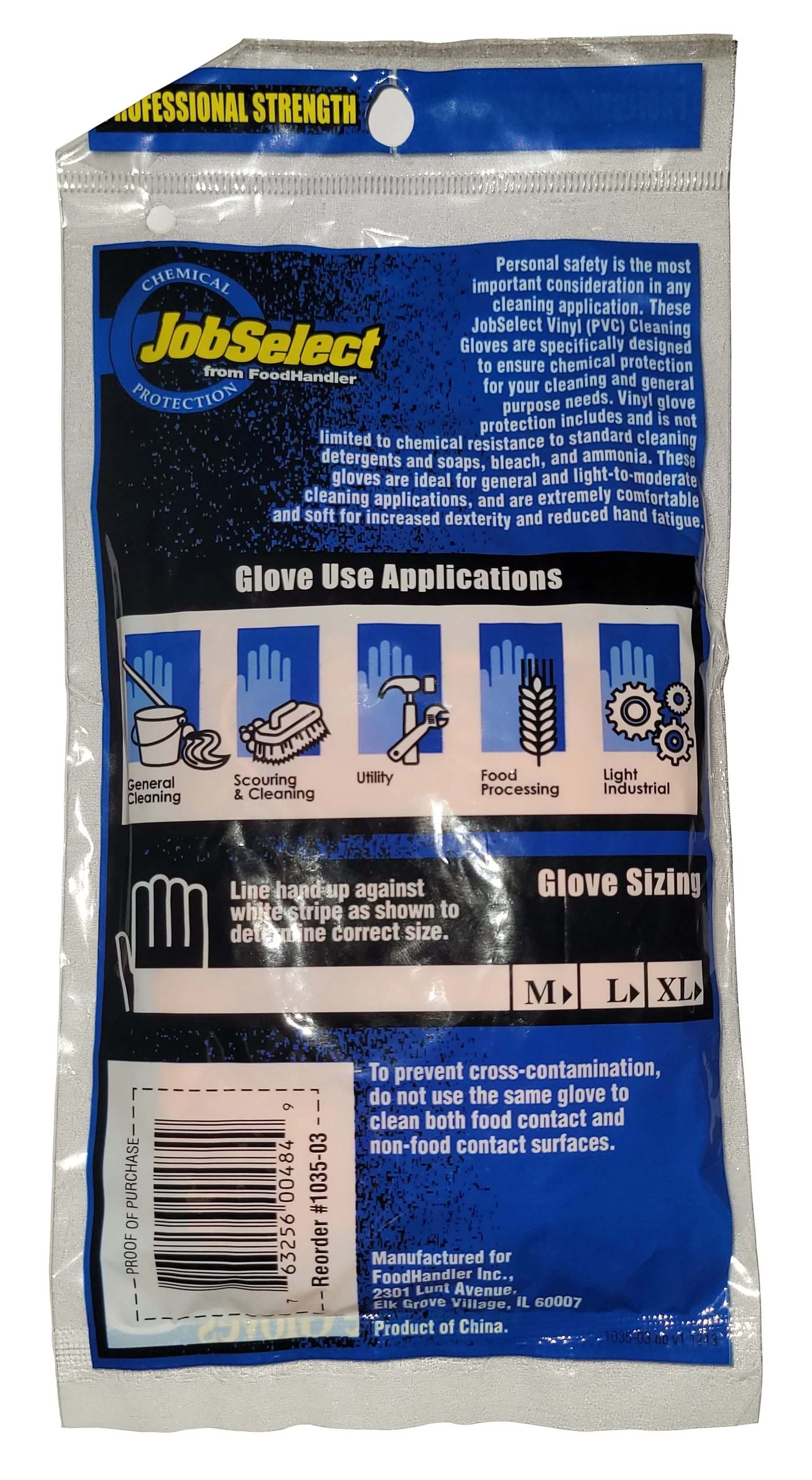 FoodHandler 1035-03-CP JobSelect General Purpose Latex-Free Orange Unlined Vinyl Cleaning Gloves - Large - 1/Pair - Image 3