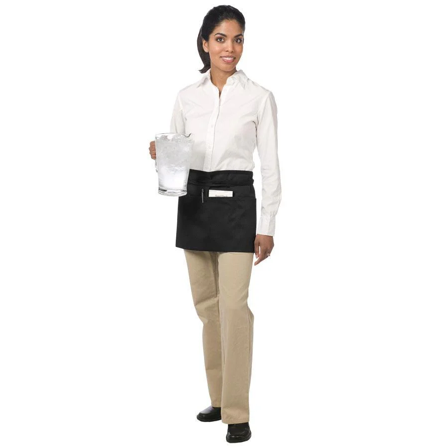 Chef Revival 605WAFH-BK Front-of-the-House Waist Apron with 3 Pockets 12"L x 24"W - Black