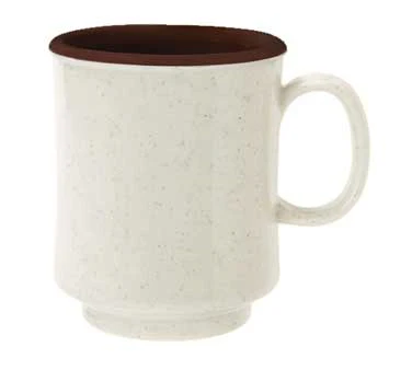 GET TM-1308-U Triton Plastic Ultraware Two-Tone Stacking Coffee Mug with Handle 8 oz. - Brown / Ivory - 24/Case